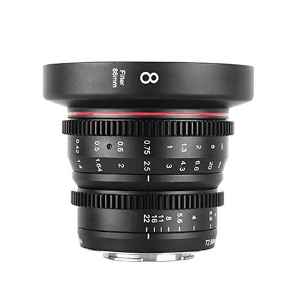 Meike 8mm: Meike 8mm T2.9 Mini Fixed Prime Manual Focus – Front View