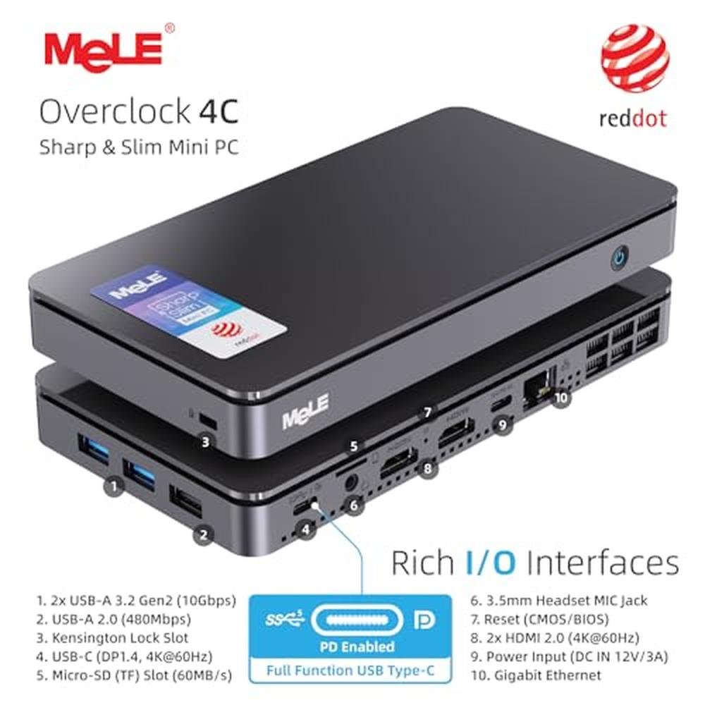 MeLE Reddot Winner Slim Mini PC – Side View