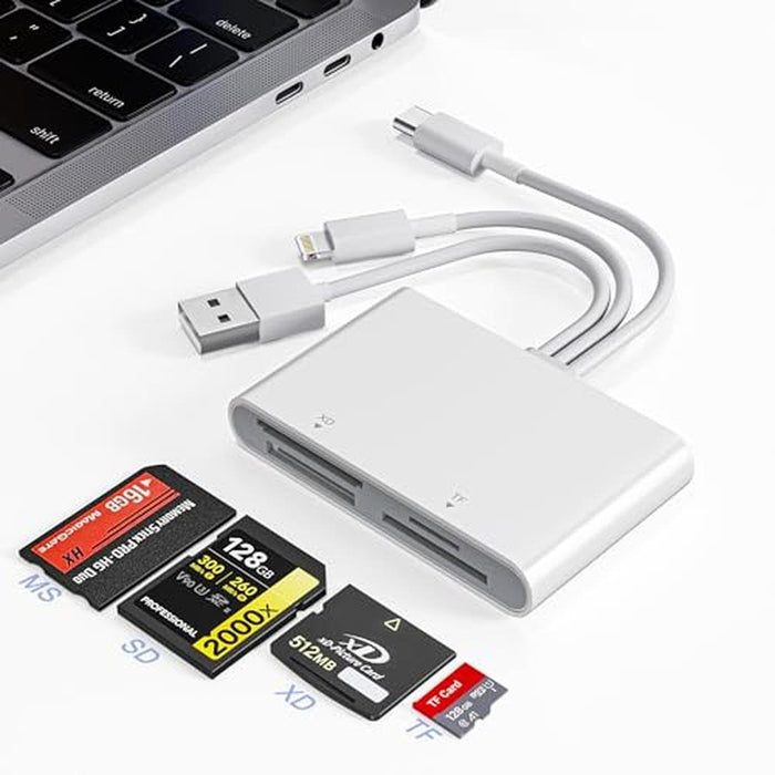 Memory Stick: Premium 4-in-1 USB-C Lightning USB-A to SD TF – Front View