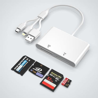 Memory Reader: 4-in-1 Multi-Card Reader for iPhone & Devices – Front View