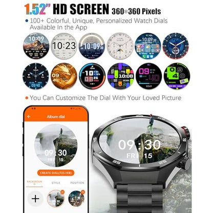Men Watch: INDIA Warehouse Men's Smart Watch 1.52 HD Touch – Side View