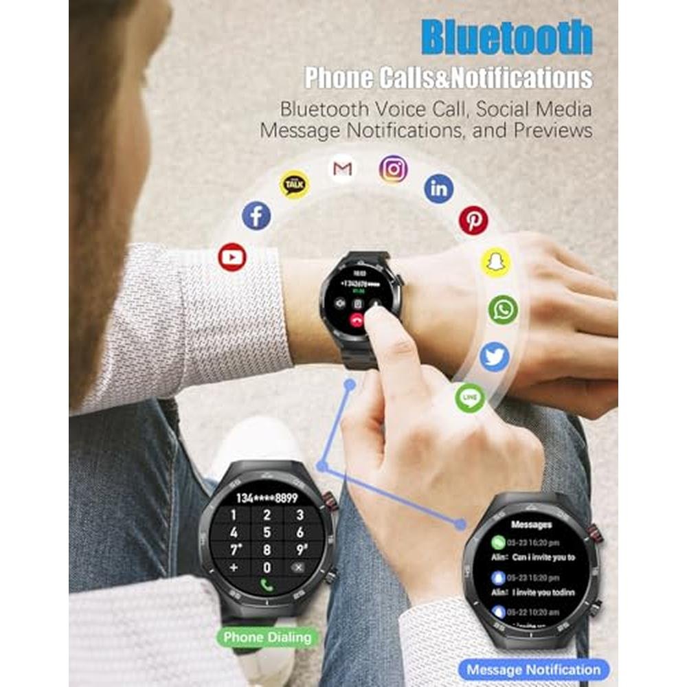 Men Watch: INDIA Warehouse Men's Smart Watch 1.52 HD Touch – Close-up Detail