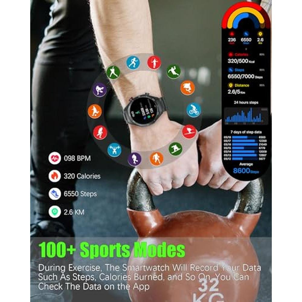 Men Watch: INDIA Warehouse Men's Smart Watch 1.52 HD Touch – Packaging