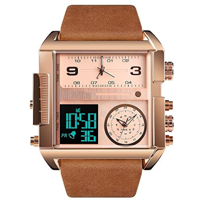 Watch Men: Men's Square Large Face Digital Sports Watch LED – Front View