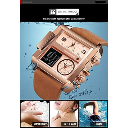 Watch Men: Men's Square Large Face Digital Sports Watch LED – Side View
