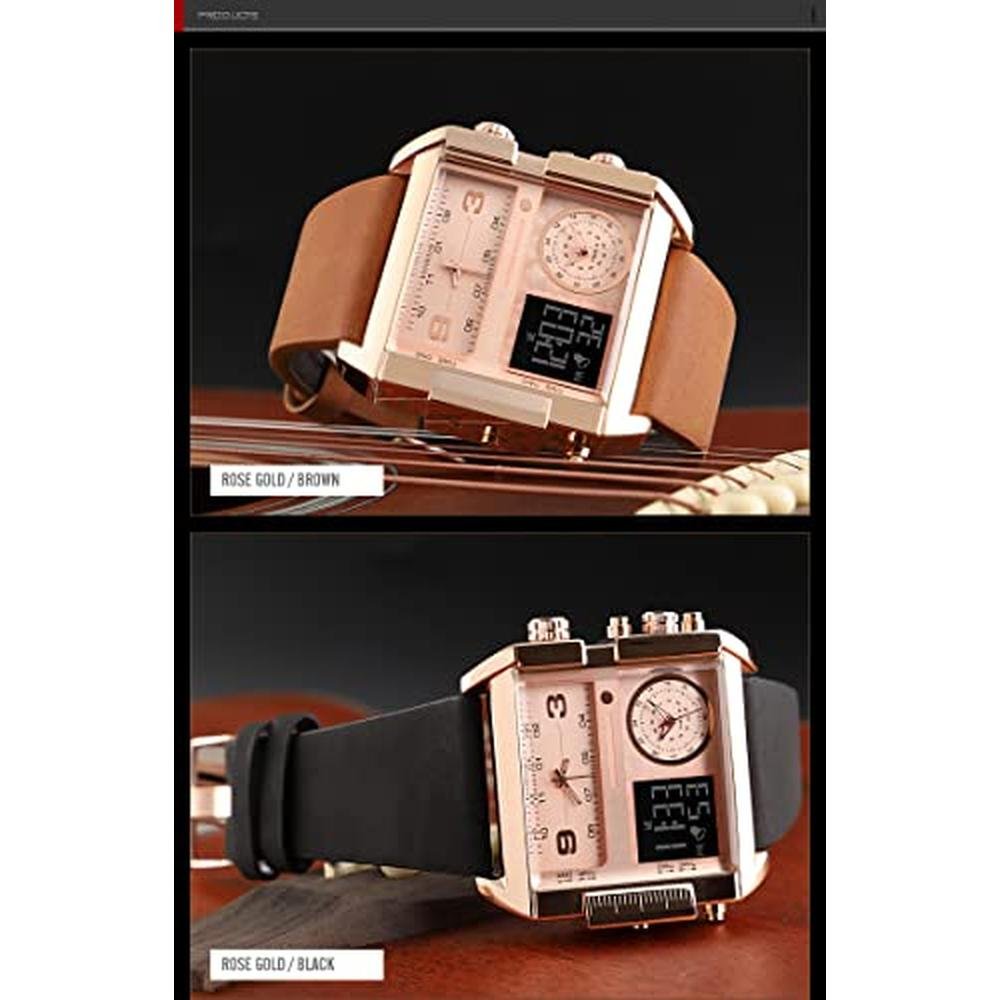 Watch Men: Men's Square Large Face Digital Sports Watch LED – Close-up Detail