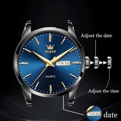 Watch Watches for Men: Blue Face Black Stainless Steel – In Use