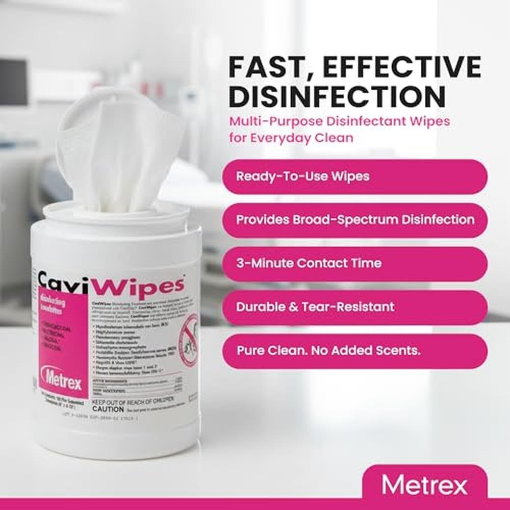 Disinfecting Non Toxic Wipes: Metrex CaviWipes 13-1100 – Side View