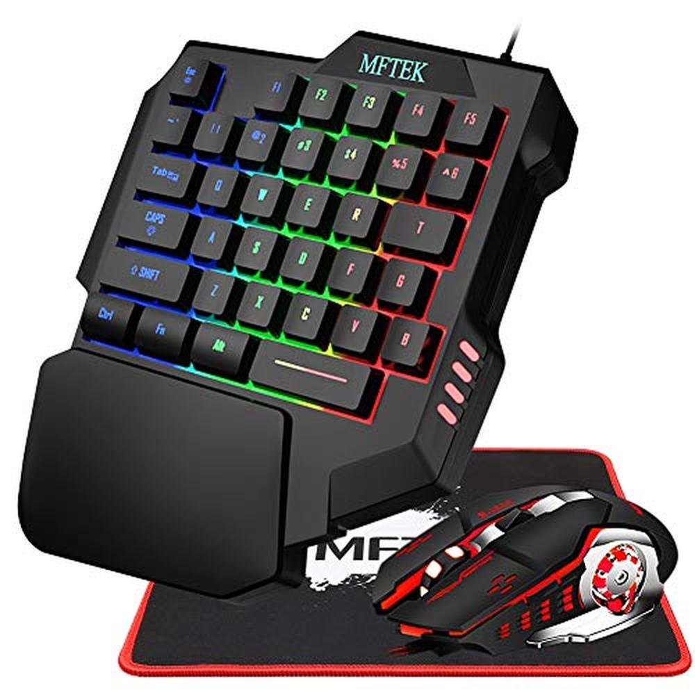 Gaming Keyboard Mouse: MFTEK One Hand Mechanical Feeling – Front View