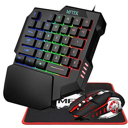 Gaming Keyboard Mouse: MFTEK One Hand Mechanical Feeling – Front View