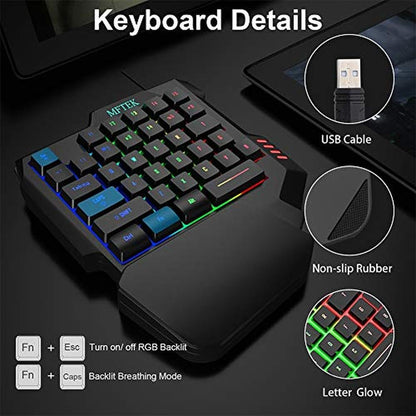Gaming Keyboard Mouse: MFTEK One Hand Mechanical Feeling – Close-up Detail