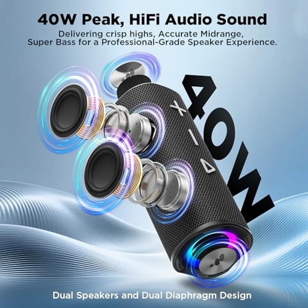 Bluetooth Speaker: MIATONE 40W BT 6.0 Outdoor Portable – Side View