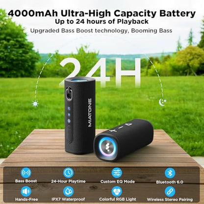 Bluetooth Speaker: MIATONE 40W BT 6.0 Outdoor Portable – Close-up Detail