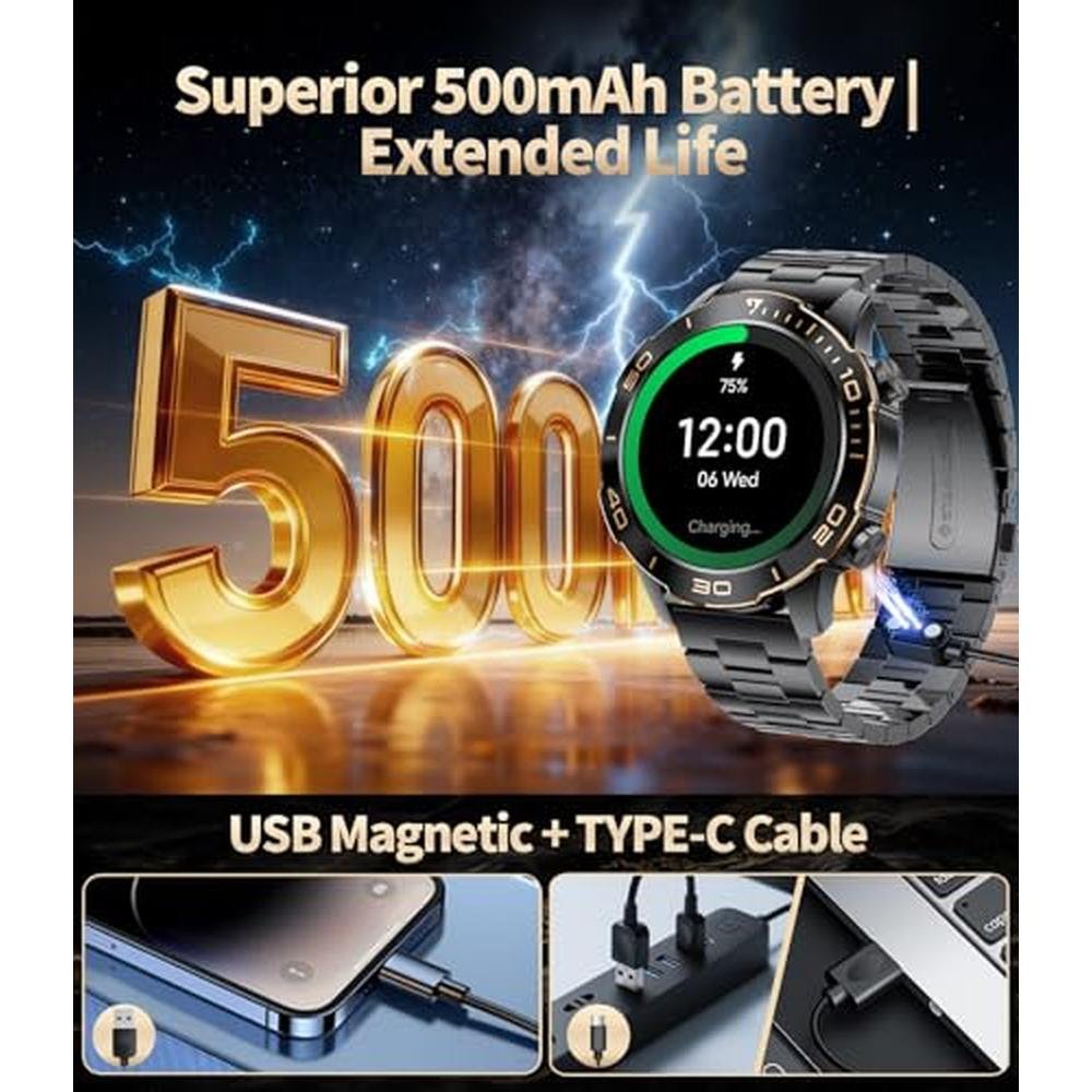 Military Smart Watch: 1.43'' AMOLED Screen – Side View