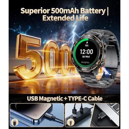 Military Smart Watch: 1.43'' AMOLED Screen – Side View