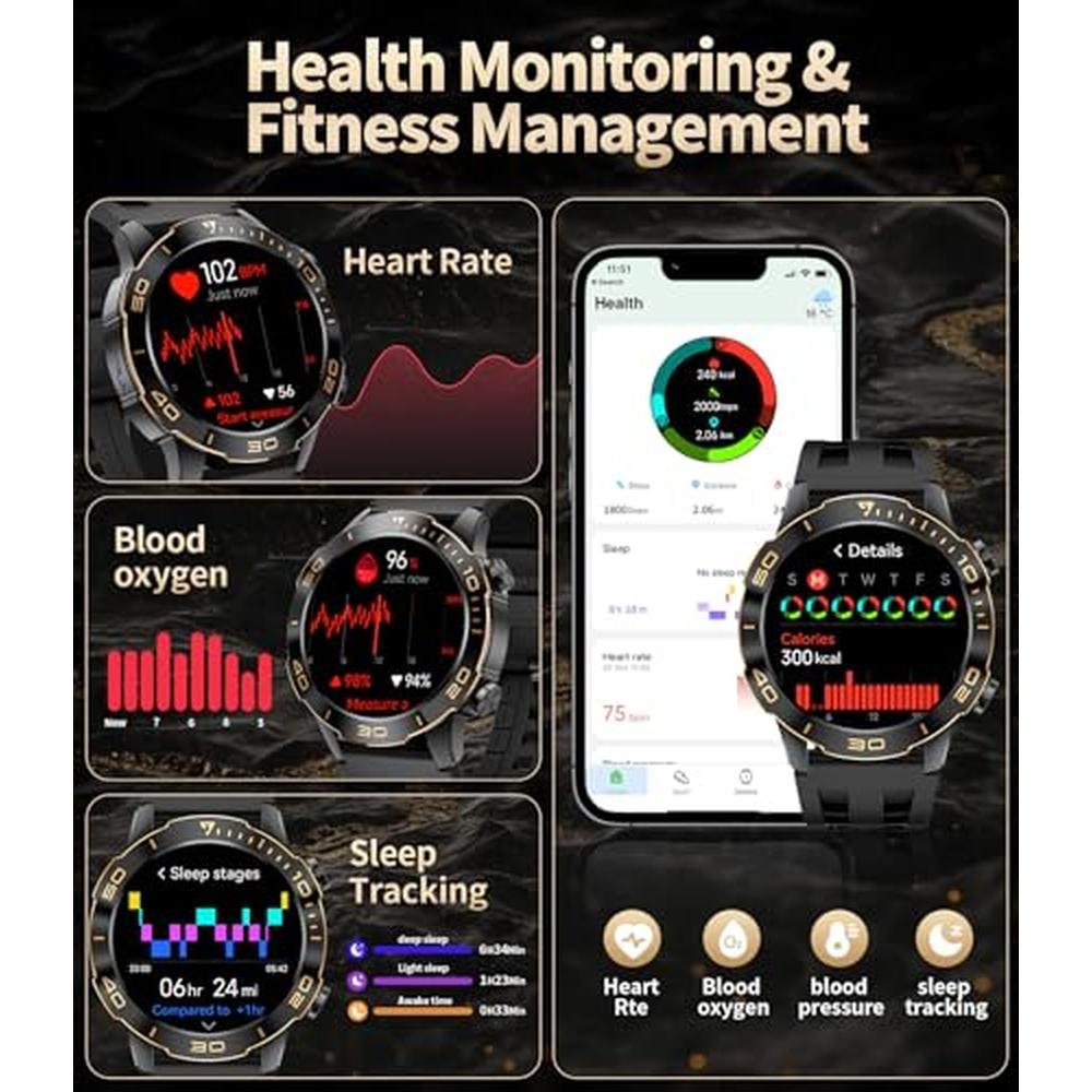 Military Smart Watch: 1.43'' AMOLED Screen – In Use