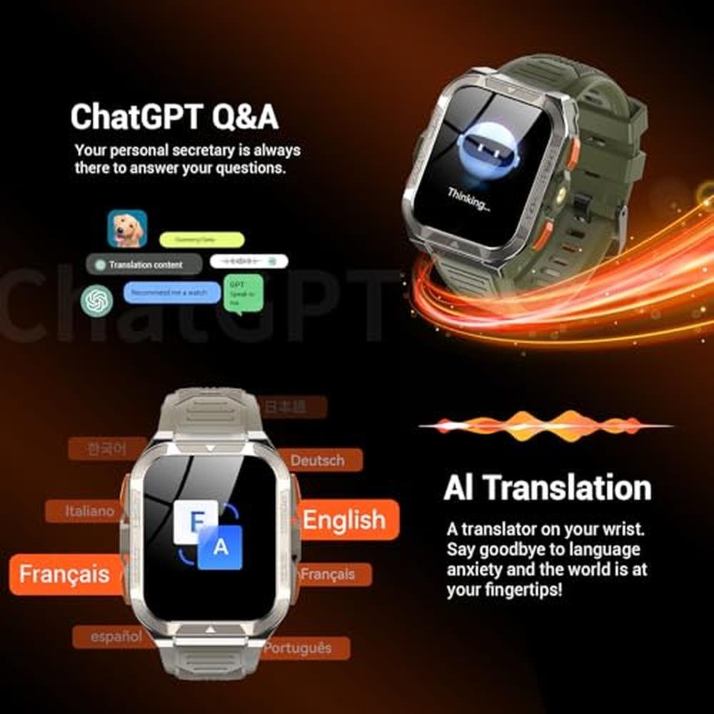Fitness Watch for Men: Military Smart Watch with GPS – Side View
