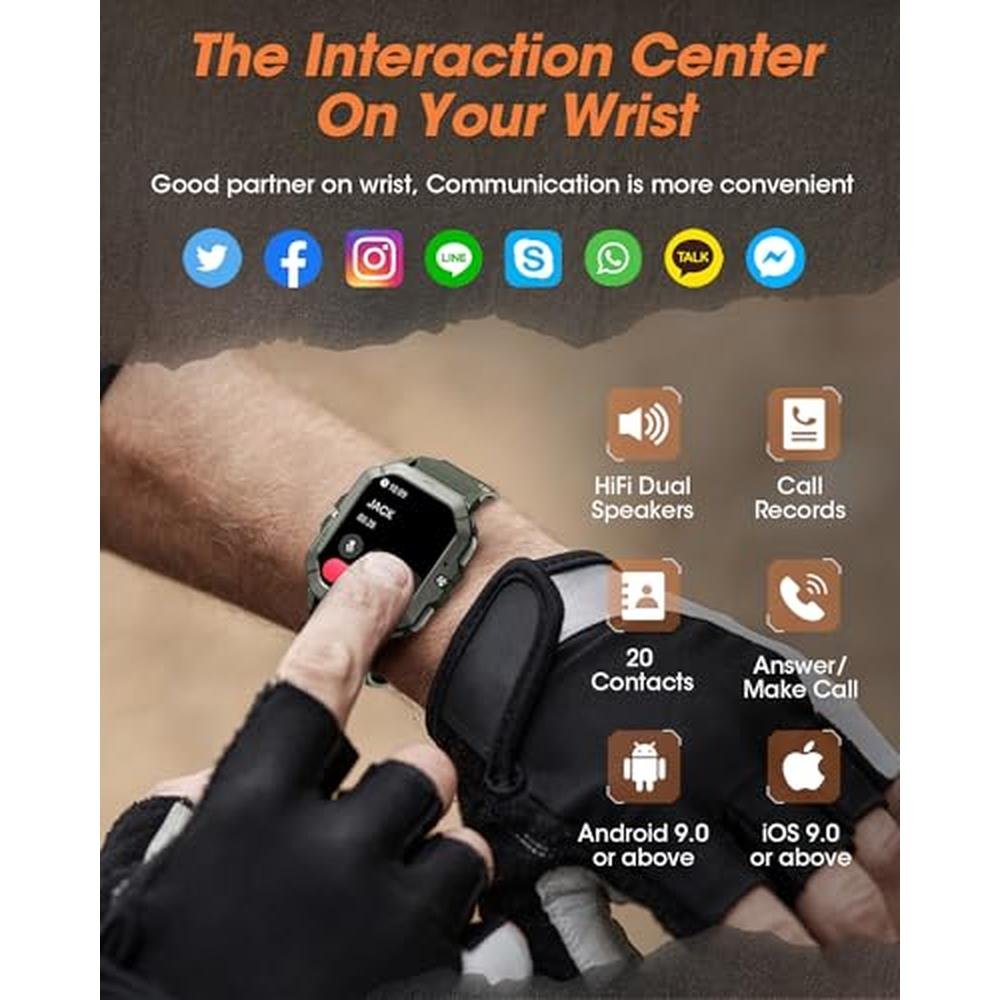 Military Smart Watches for Men – Close-up Detail