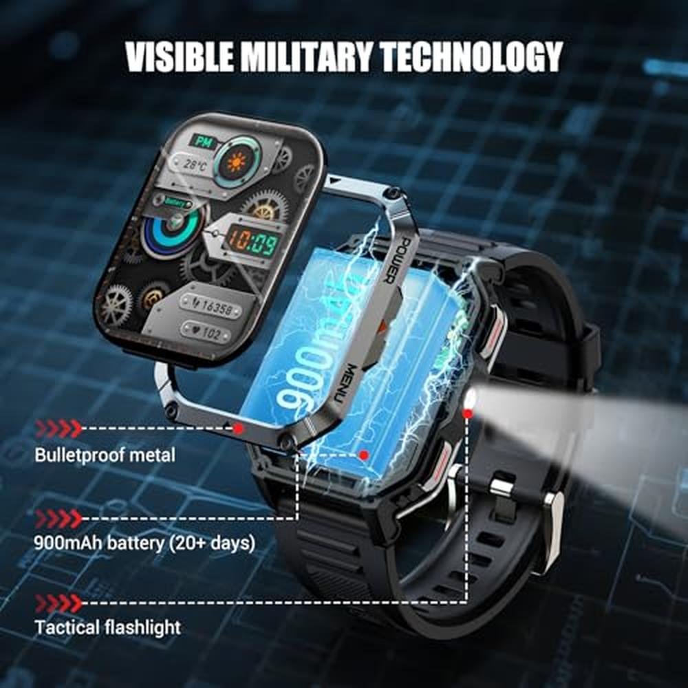 Sports Military Watch: Super Large 2.01 Fitness Watch HD – Side View
