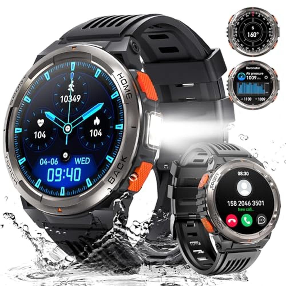 Military Watches: Leuceira Smart Watch with LED Flashlight – Front View