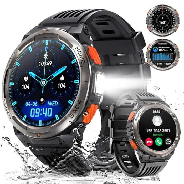 Military Watches: Leuceira Smart Watch with LED Flashlight – Front View