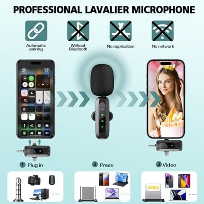 Microphone Lavalier: Mini 3-in-1 Wireless Lavalier – Side View