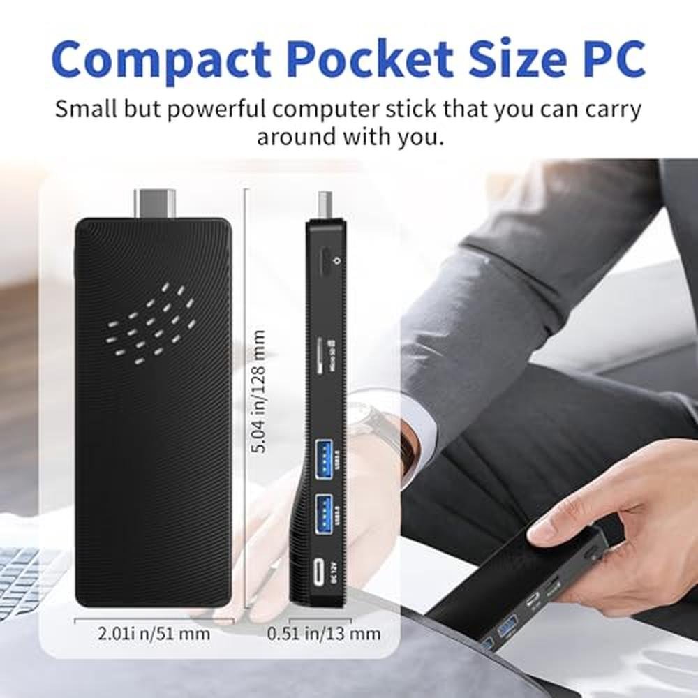 Mini PC Stick: Windows 11 Celeron J4105 8GB RAM 128GB eMMC – Side View