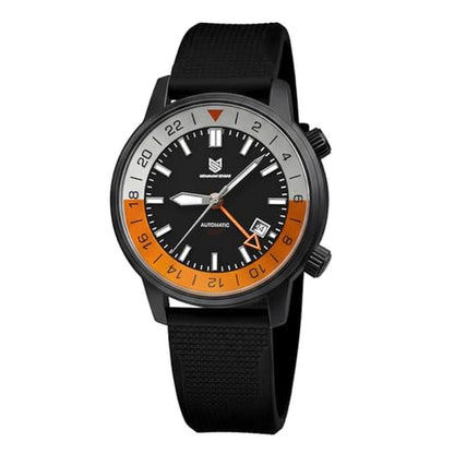 Steel Men's Watch: MINSKOLEI SHIELD MS-8658 GMT Mechanical – Front View