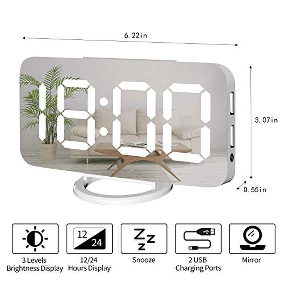 Digital Alarm Clock: Miowachi White LED Mirror Clock – Packaging