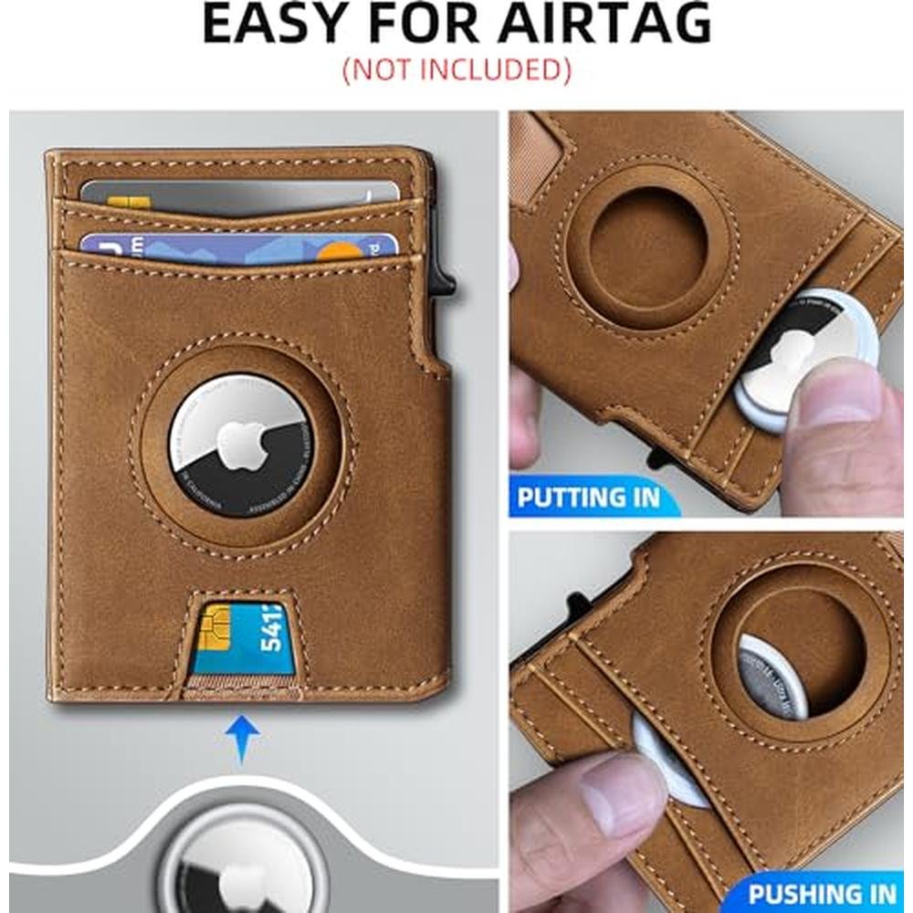 miyozi Airtag Wallet for Men: with Money Clip 10 Cards – In Use