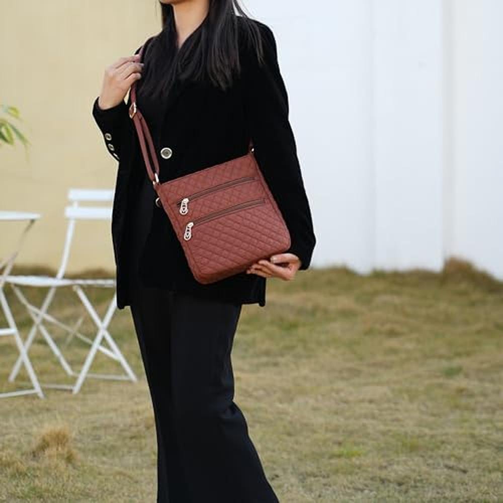 MKF Collection: Mia K Quilted Solid Crossbody Handbag – Side View