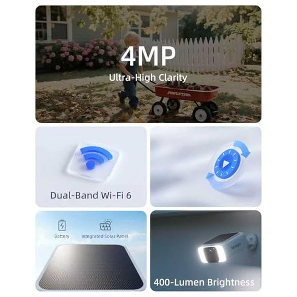 Solar Camera: Mocepo Solar Camera Outdoor Wireless 5G 4MP – Side View