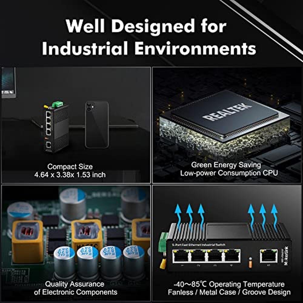 Network Switch: MokerLink 5 Port Industrial DIN-Rail – Packaging