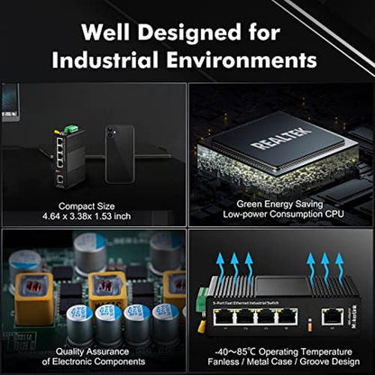 Network Switch: MokerLink 5 Port Industrial DIN-Rail – Packaging