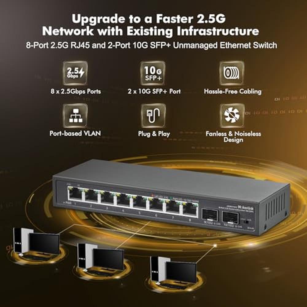 Switch MokerLink: MokerLink 8 Port 2.5Gigabit Ethernet – Side View