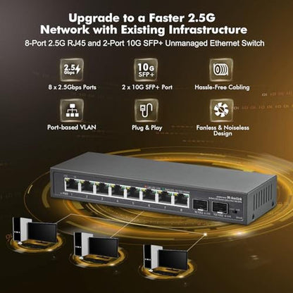 Switch MokerLink: MokerLink 8 Port 2.5Gigabit Ethernet – Side View