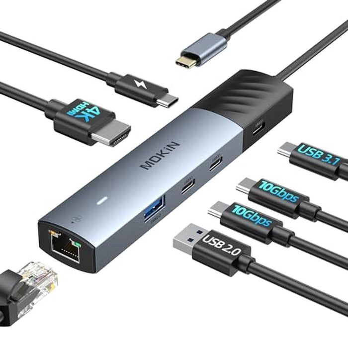 10gbps MacBook Pro Hub: Mokin 7-in-1 USB-C Adapter – Front View