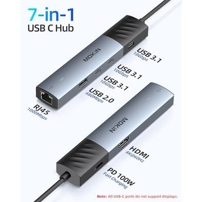 10gbps MacBook Pro Hub: Mokin 7-in-1 USB-C Adapter – Side View