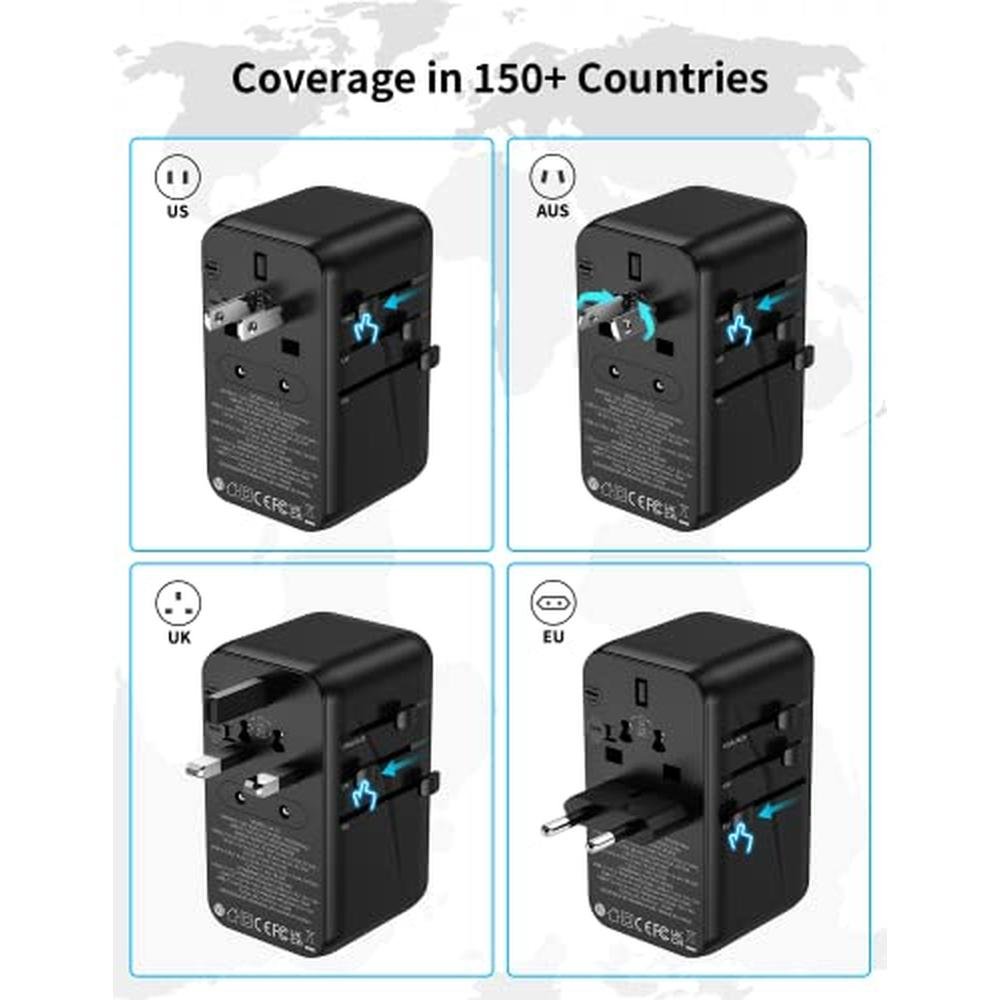 Travel Adapter: MOMAX 100W Universal 5-in-1 GaN – Side View