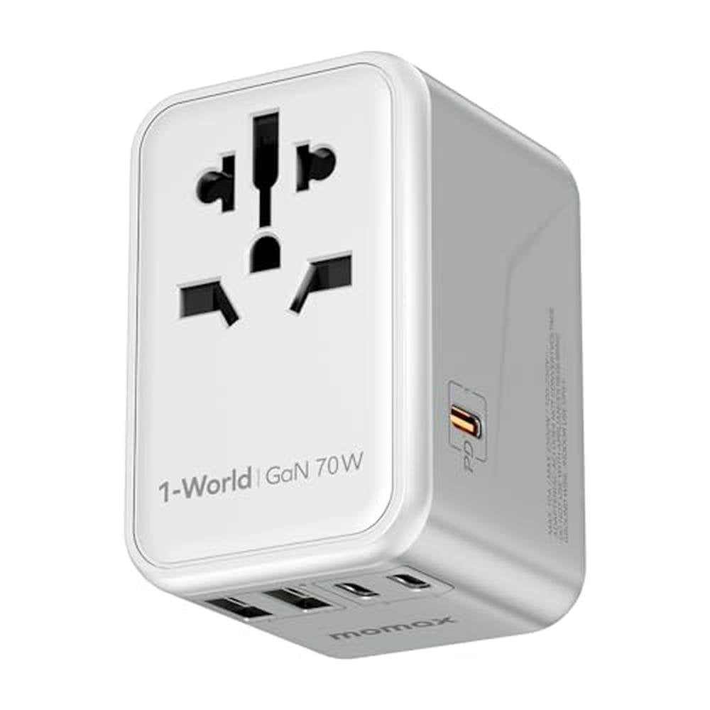 Travel Adapter: MOMAX 6-in-1 Universal Travel Adapter GaN – Front View
