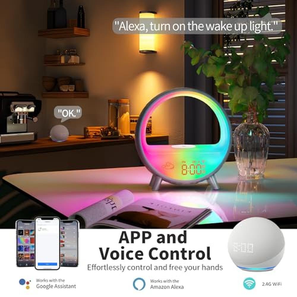 Alarm Momilla: Momilla Sunrise Alarm Clock with Wireless – In Use
