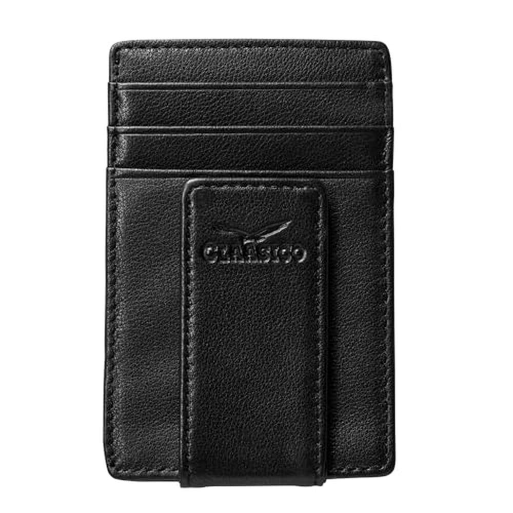 Money Clip Leather Wallet For Men Slim Front Pocket RFID – Front View