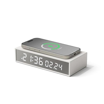 Clock 15W: Mooas Slim Edge Mirror Wireless Charging Clock – Front View