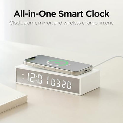 Clock 15W: Mooas Slim Edge Mirror Wireless Charging Clock – Side View
