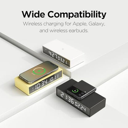 Clock 15W: Mooas Slim Edge Mirror Wireless Charging Clock – In Use