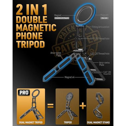 Tripod Magnetic: MOSENVKA Dual Magnetic Phone Tripod – Side View