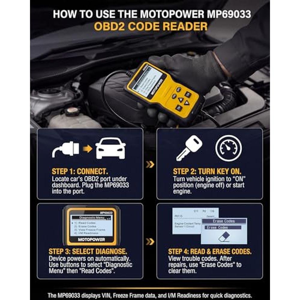 Scanner Motopower: Motopower MP69033 OBD2 Scanner Code – Side View