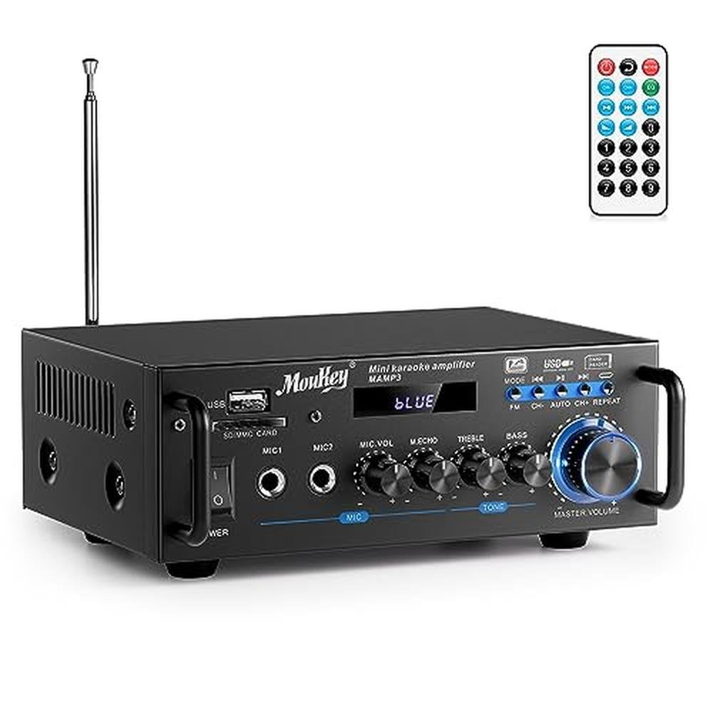Moukey 2.0 Channel Stereo Bluetooth 5.0 Karaoke Amplifier – Front View