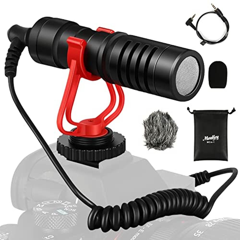 Camera Mic: Moukey MCM-1 Professional Video Mic with Shock – Front View