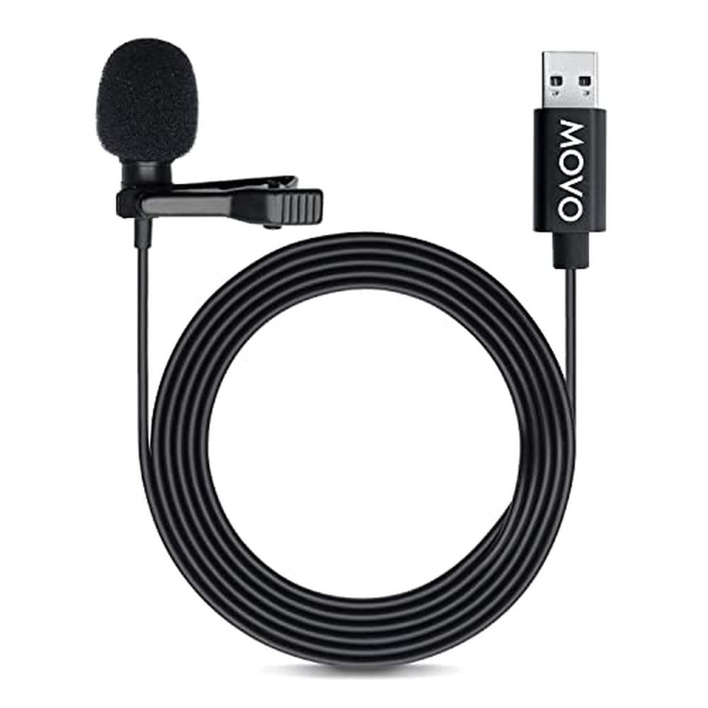 Movo Lavalier: Movo M1 USB Lavalier Lapel Clip-On – Front View